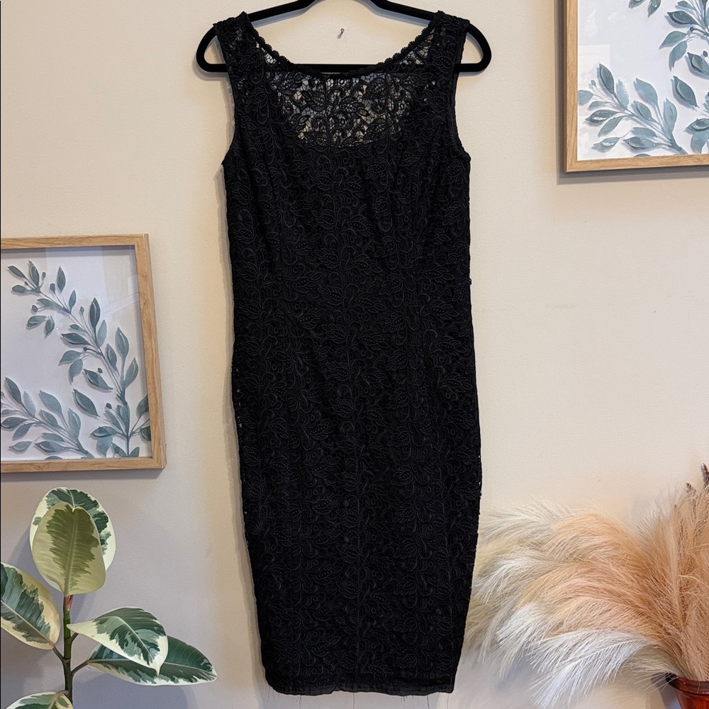 White House Black Market Black Lace Midi Dress